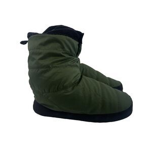 REI Insulated Down Bootie Slipper Pull On Snap Fleece Lined Green Men XL 11.5-13